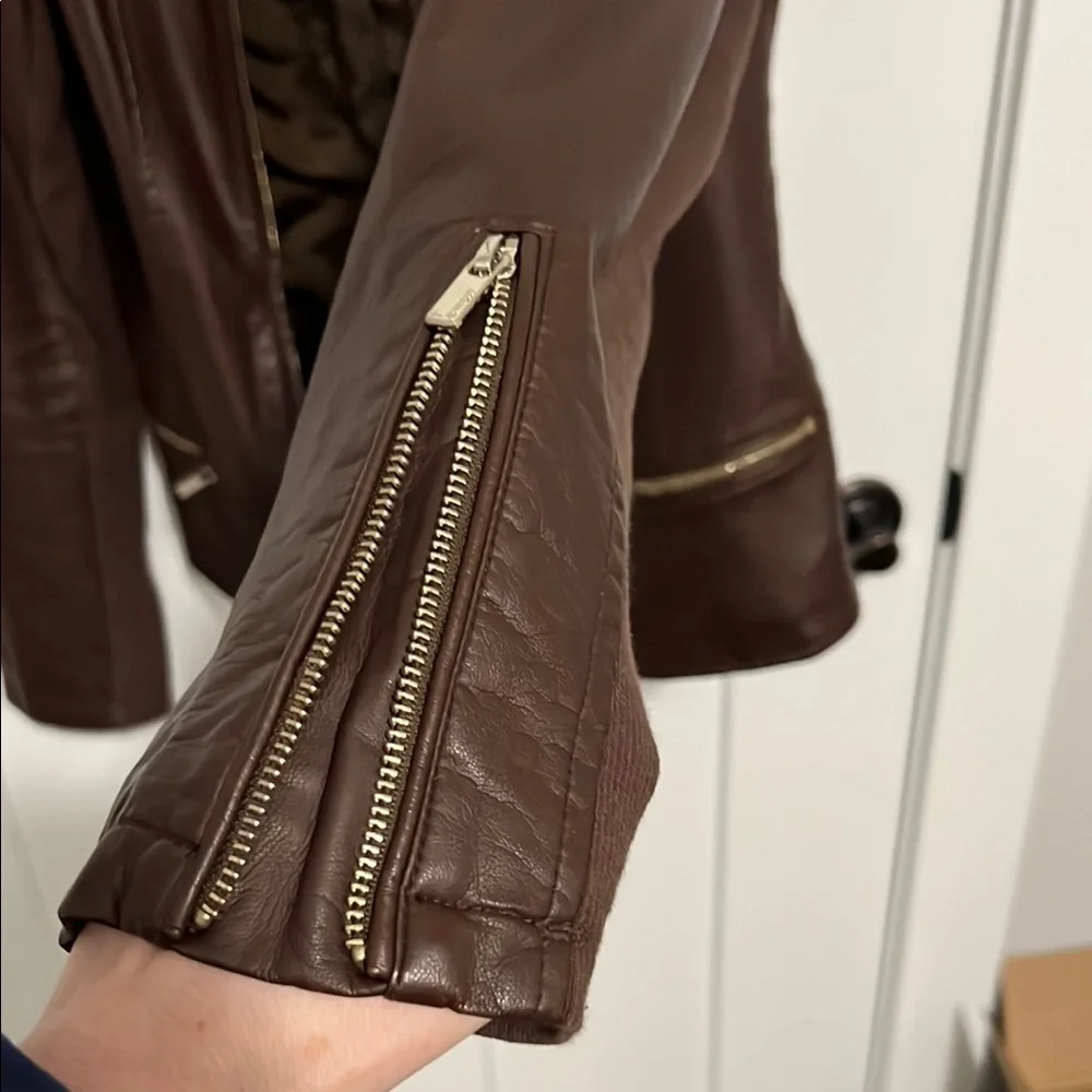 Express Women's Brown Faux-Leather jacket, size M - Picture 7 of 11